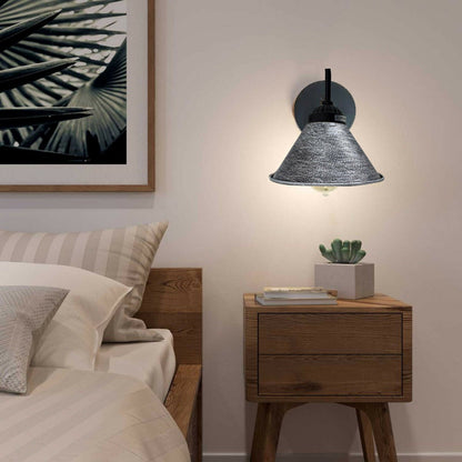 Brushed Black And Silver Lamp Shade With Black Arm Wall Light~2114