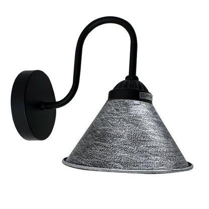 Brushed Black And Silver Lamp Shade With Black Arm Wall Light~2114