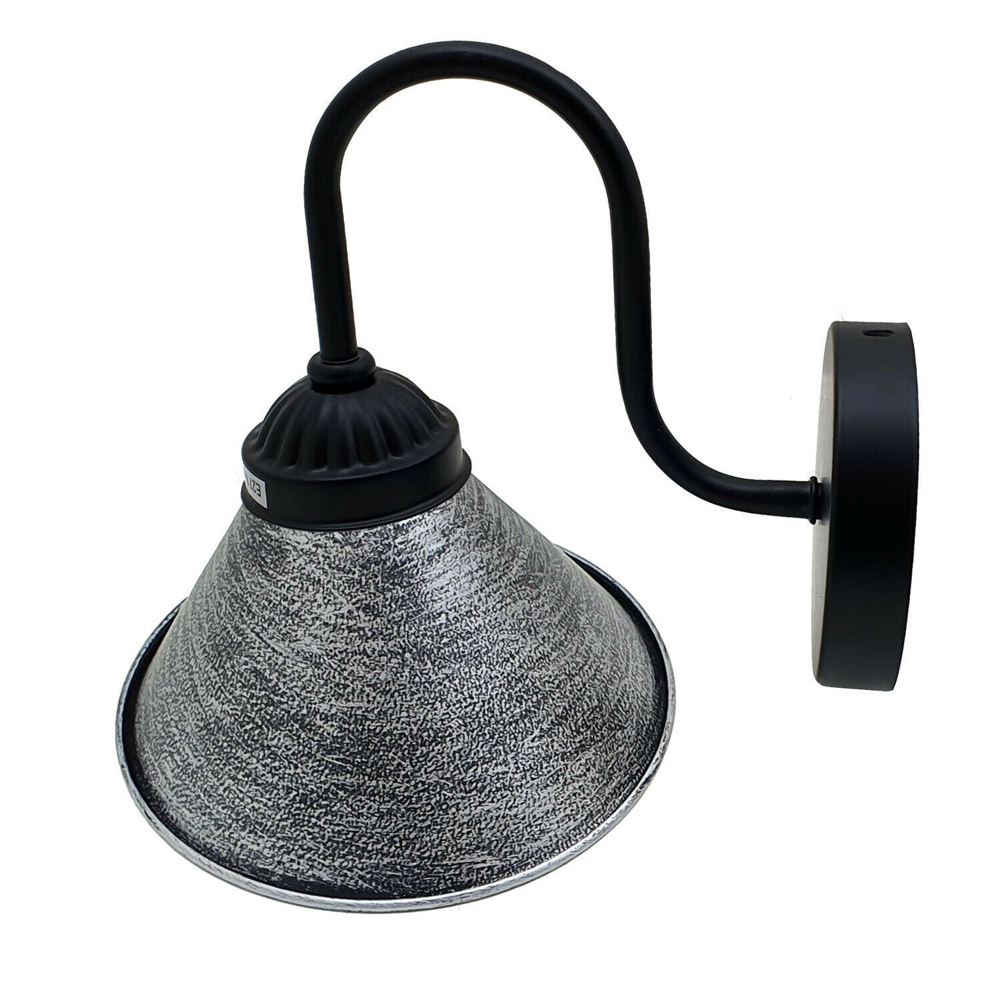 Brushed Black And Silver Lamp Shade With Black Arm Wall Light~2114