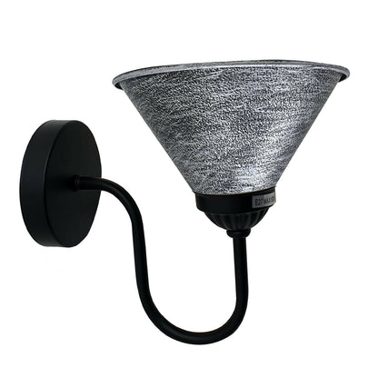 Brushed Black And Silver Lamp Shade With Black Arm Wall Light~2114